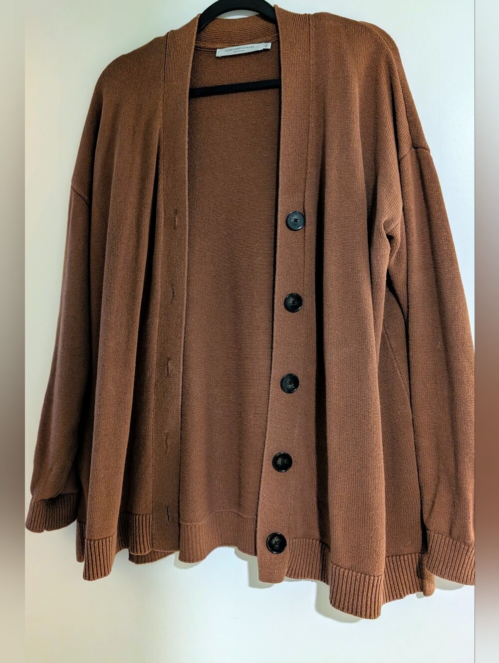 Rust Brown Oversized Button-Front Sweater Cardigan